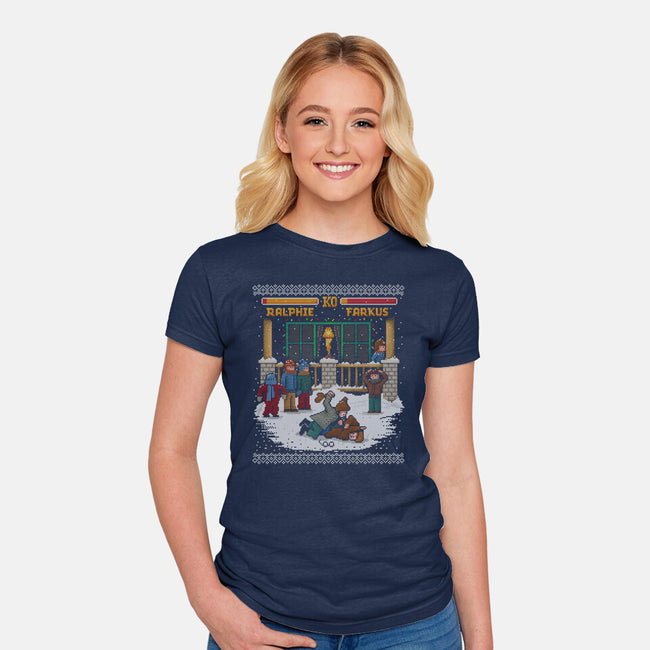 The Christmas Fight-womens fitted tee-kg07