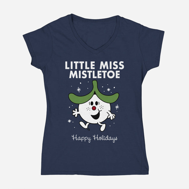 Little Miss Mistletoe-womens v-neck tee-Nemons