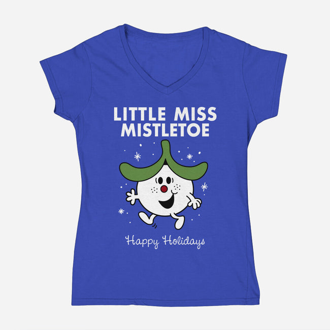 Little Miss Mistletoe-womens v-neck tee-Nemons