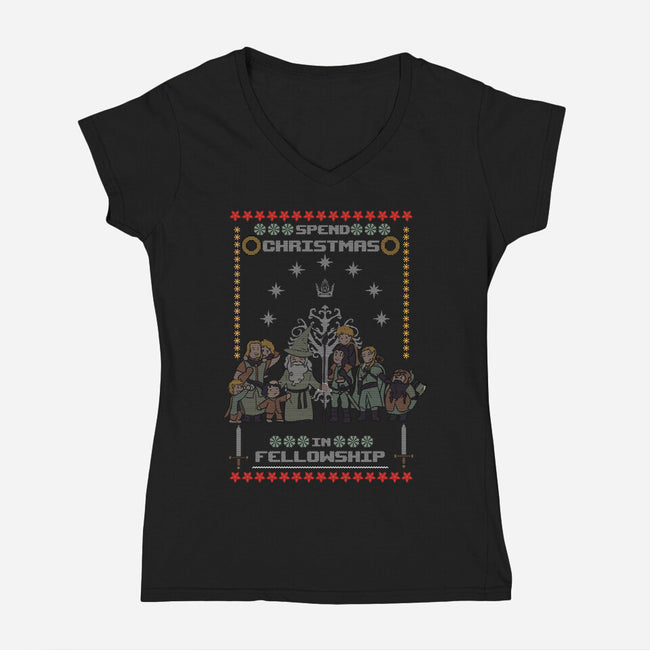 Christmas In Fellowship-womens v-neck tee-fanfabio