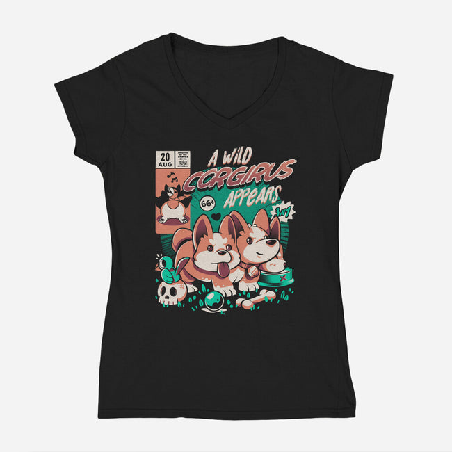 Corgirus-womens v-neck tee-ilustrata