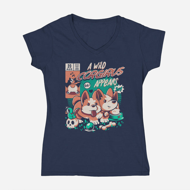 Corgirus-womens v-neck tee-ilustrata