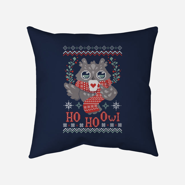 HO HO OWL!-none removable cover w insert throw pillow-ricolaa