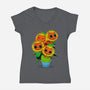 Sunflower Cat-womens v-neck tee-tobefonseca