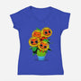 Sunflower Cat-womens v-neck tee-tobefonseca