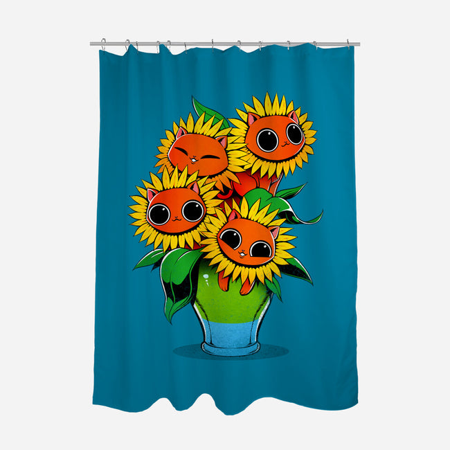 Sunflower Cat-none polyester shower curtain-tobefonseca