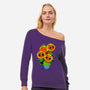 Sunflower Cat-womens off shoulder sweatshirt-tobefonseca