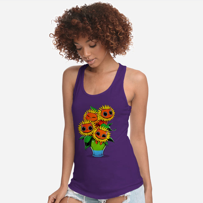 Sunflower Cat-womens racerback tank-tobefonseca