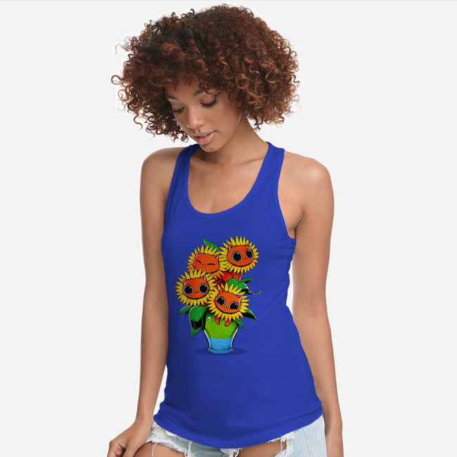 Sunflower Cat-womens racerback tank-tobefonseca