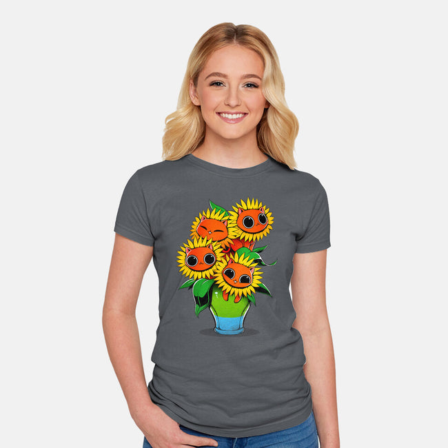 Sunflower Cat-womens fitted tee-tobefonseca