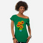 Sunflower Cat-womens off shoulder tee-tobefonseca