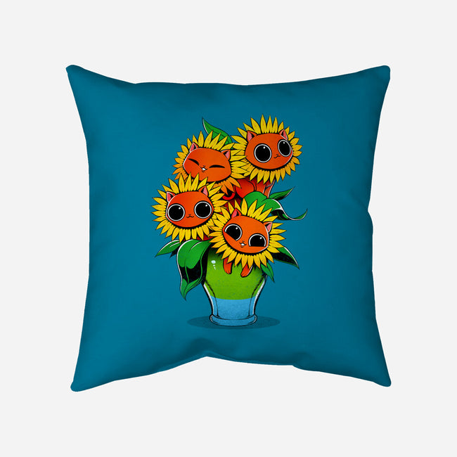Sunflower Cat-none removable cover w insert throw pillow-tobefonseca