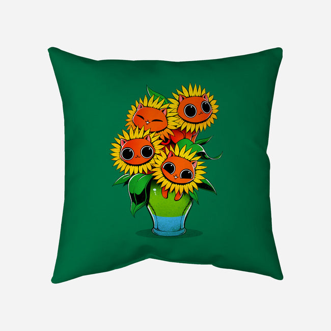 Sunflower Cat-none removable cover throw pillow-tobefonseca