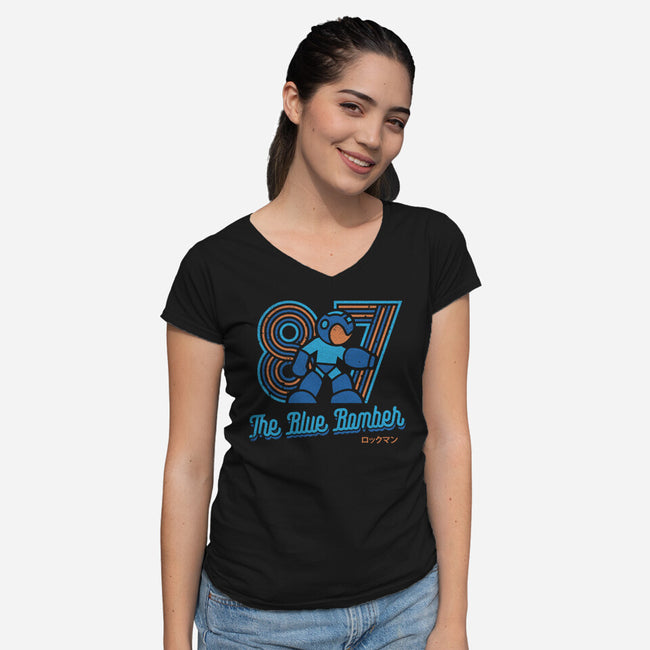 The Blue Bomber-womens v-neck tee-Logozaste