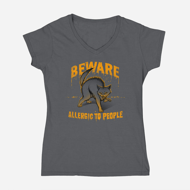 Beware! Allergic To People-womens v-neck tee-tobefonseca