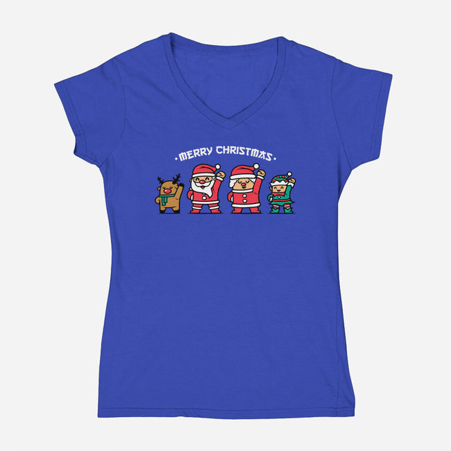 Merry Christmas Family-womens v-neck tee-krisren28