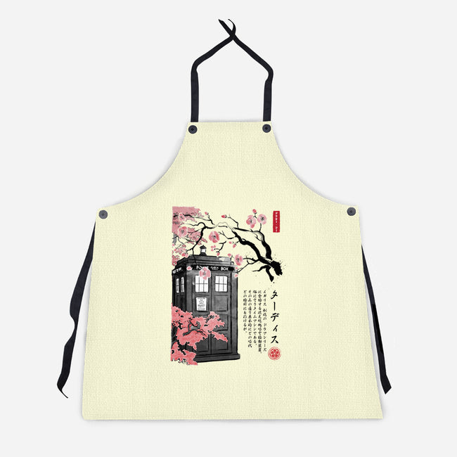 Tardis Sumi-E-unisex kitchen apron-DrMonekers
