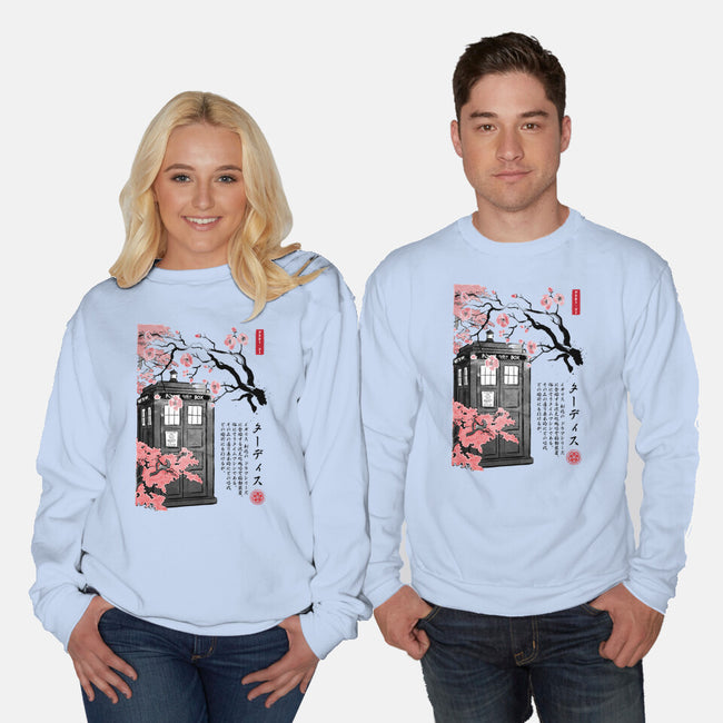 Tardis Sumi-E-unisex crew neck sweatshirt-DrMonekers