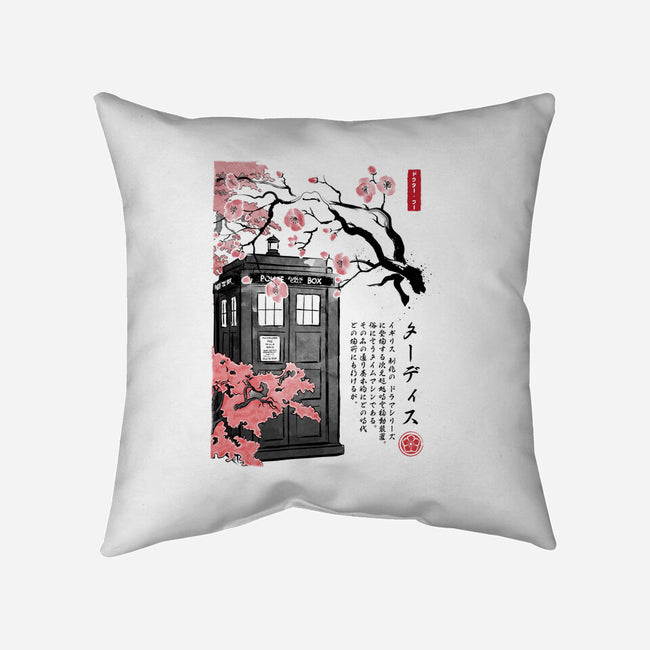 Tardis Sumi-E-none removable cover w insert throw pillow-DrMonekers