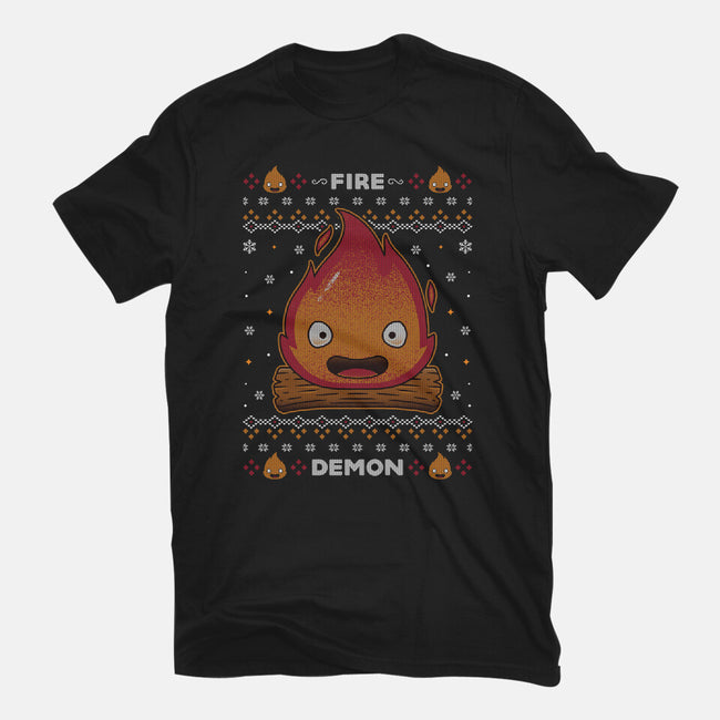 Fire Demon Christmas-womens basic tee-Alundrart