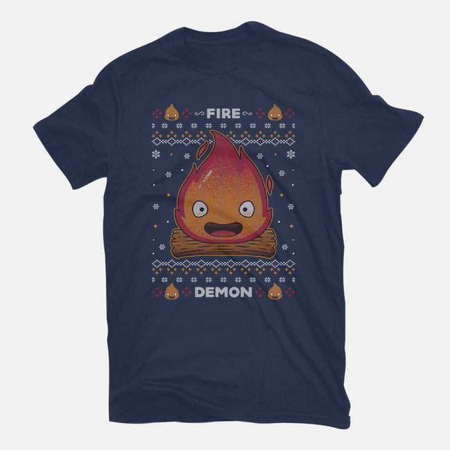 Fire Demon Christmas-womens basic tee-Alundrart