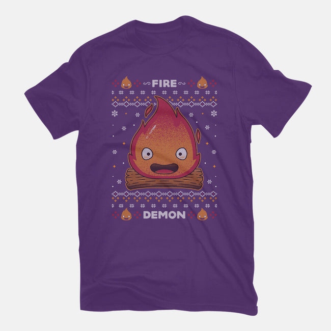 Fire Demon Christmas-womens basic tee-Alundrart