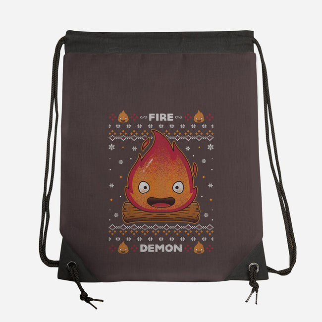 Fire Demon Christmas-none drawstring bag-Alundrart