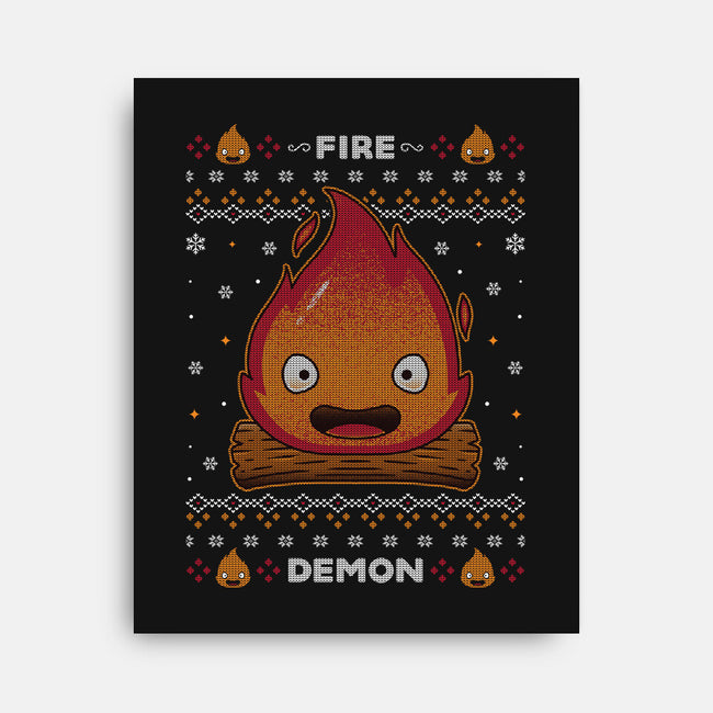 Fire Demon Christmas-none stretched canvas-Alundrart
