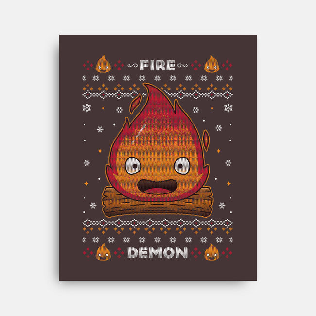 Fire Demon Christmas-none stretched canvas-Alundrart