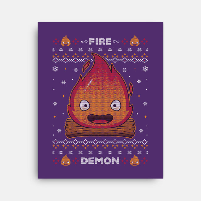 Fire Demon Christmas-none stretched canvas-Alundrart