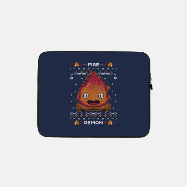 Fire Demon Christmas-none zippered laptop sleeve-Alundrart