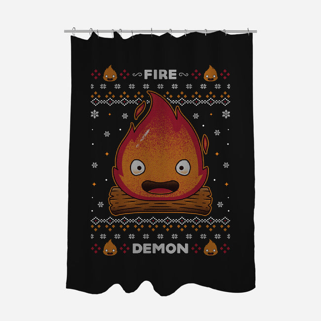 Fire Demon Christmas-none polyester shower curtain-Alundrart