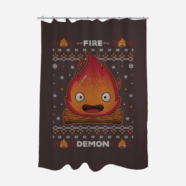 Fire Demon Christmas-none polyester shower curtain-Alundrart