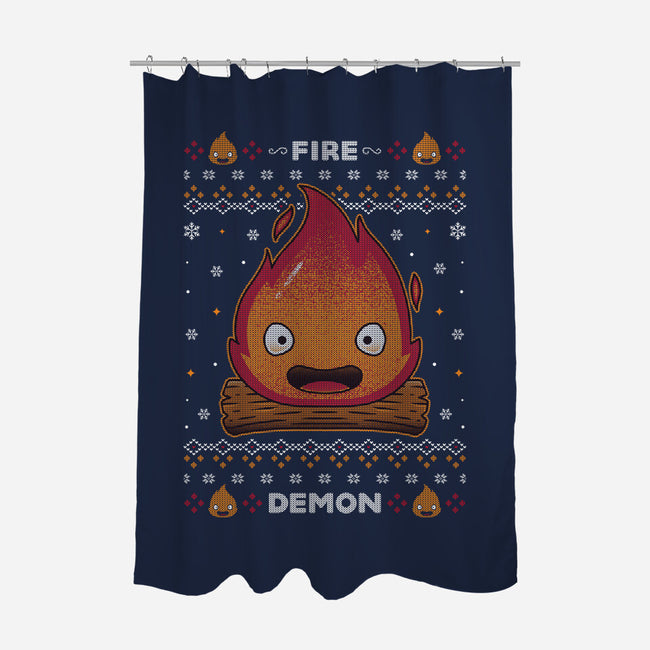 Fire Demon Christmas-none polyester shower curtain-Alundrart