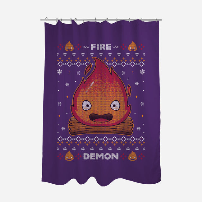 Fire Demon Christmas-none polyester shower curtain-Alundrart