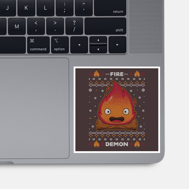 Fire Demon Christmas-none glossy sticker-Alundrart