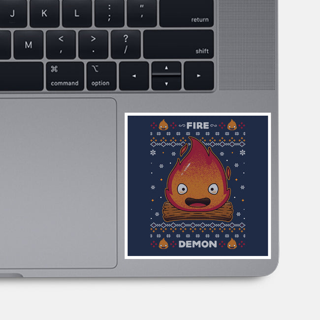 Fire Demon Christmas-none glossy sticker-Alundrart