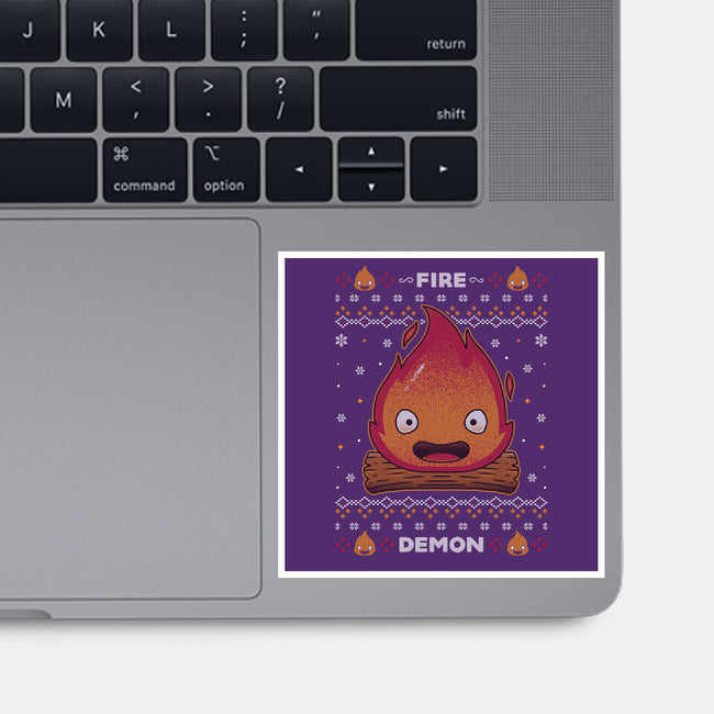 Fire Demon Christmas-none glossy sticker-Alundrart