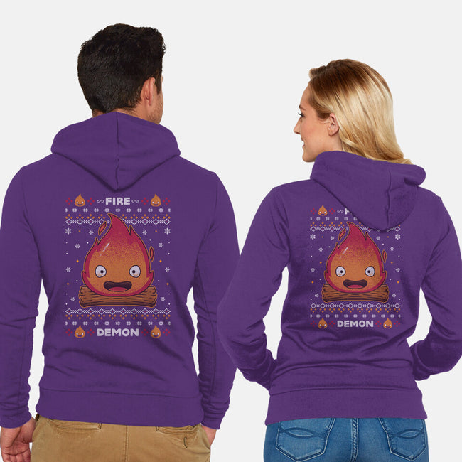 Fire Demon Christmas-unisex zip-up sweatshirt-Alundrart