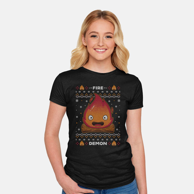 Fire Demon Christmas-womens fitted tee-Alundrart