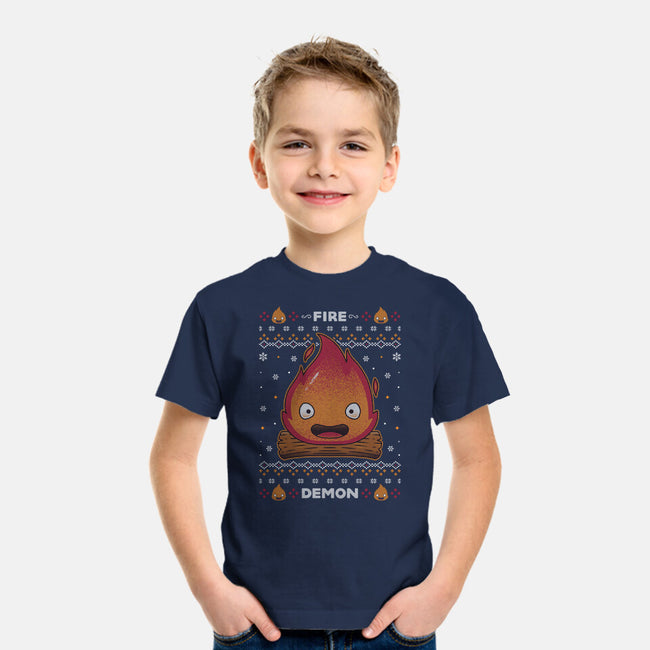Fire Demon Christmas-youth basic tee-Alundrart