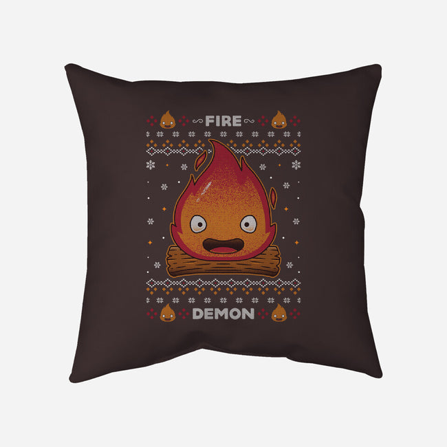 Fire Demon Christmas-none removable cover w insert throw pillow-Alundrart
