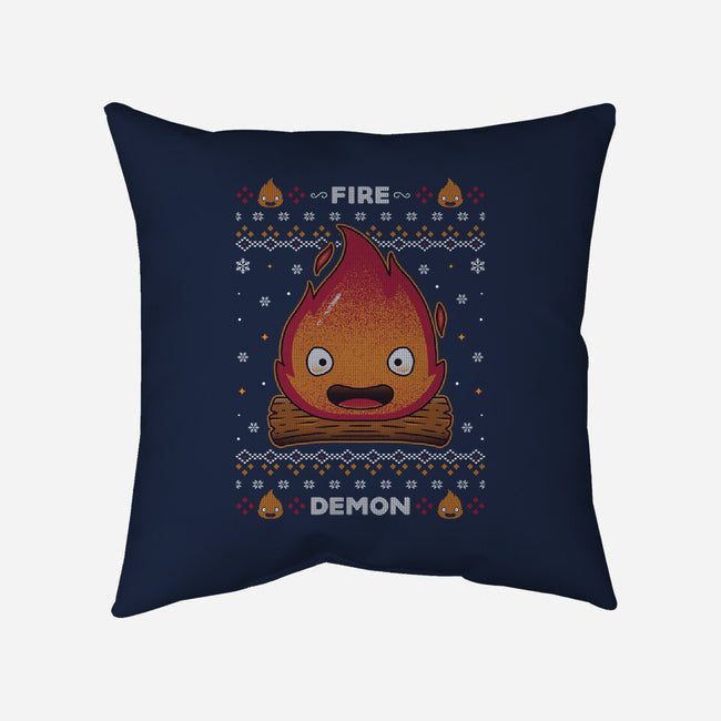 Fire Demon Christmas-none removable cover w insert throw pillow-Alundrart