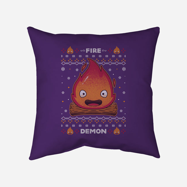 Fire Demon Christmas-none removable cover w insert throw pillow-Alundrart