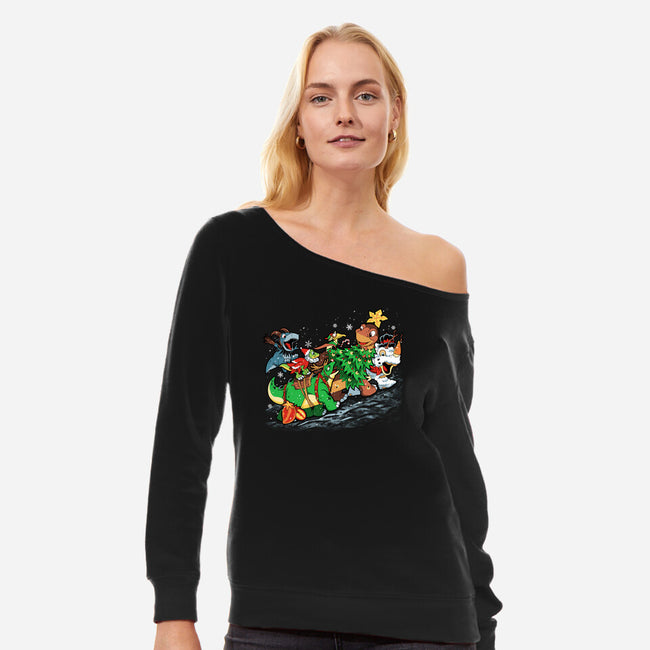 Land Before Christmastime-womens off shoulder sweatshirt-PrimePremne
