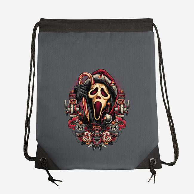Holidays At Woodsboro-none drawstring bag-glitchygorilla