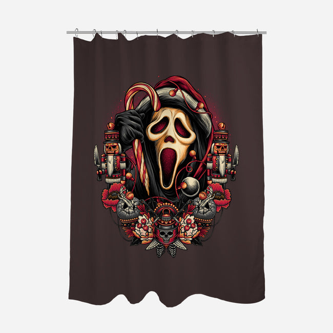 Holidays At Woodsboro-none polyester shower curtain-glitchygorilla
