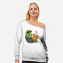 Pizza Turtle-womens off shoulder sweatshirt-vp021