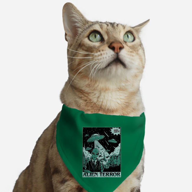Alien Attacks The City-cat adjustable pet collar-Slikfreakdesign