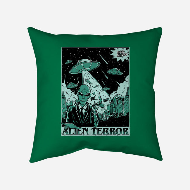 Alien Attacks The City-none removable cover throw pillow-Slikfreakdesign